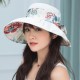 Women UV Protection Floral Bandaged Large Brim Sun Hat Vintage Lady Bucket Cap