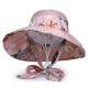 Women UV Protection Floral Bandaged Large Brim Sun Hat Vintage Lady Bucket Cap