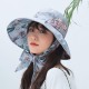 Women UV Protection Floral Bandaged Large Brim Sun Hat Vintage Lady Bucket Cap