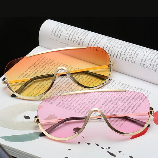 Women UV400 Sunglasses Oversized Colorful Lens Metal Frame Sunglasses