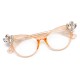 Women Ultra-Light Cat Eye Frame Computer Optical Glasses with Rhinestone