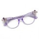 Women Ultra-Light Cat Eye Frame Computer Optical Glasses with Rhinestone