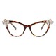 Women Ultra-Light Cat Eye Frame Computer Optical Glasses with Rhinestone