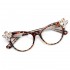 Women Ultra-Light Cat Eye Frame Computer Optical Glasses with Rhinestone