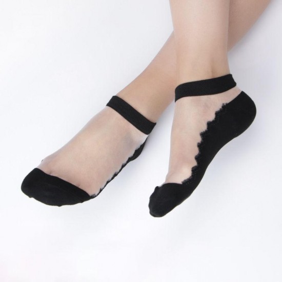 Women Ultrathin Breathable Cotton Lace Low Cut Non Slip Sock High Sesilience