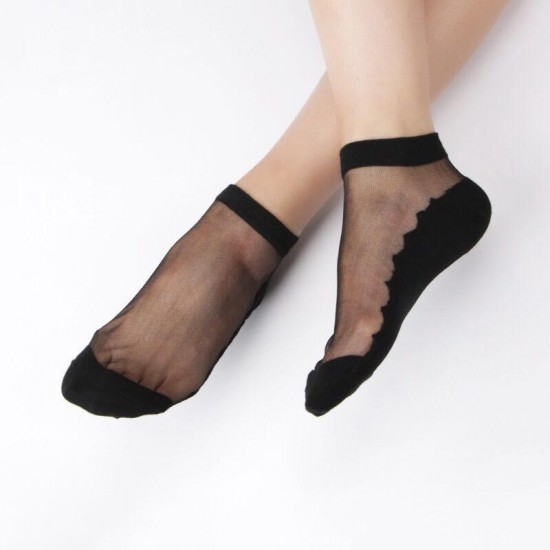 Women Ultrathin Breathable Cotton Lace Low Cut Non Slip Sock High Sesilience