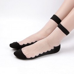 Women Ultrathin Breathable Cotton Lace Low Cut Non Slip Sock High Sesilience