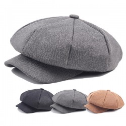Women Unisex Cortical Cracked Pattern Octagonal Cap Casual Painter Newsboy Beret Caps