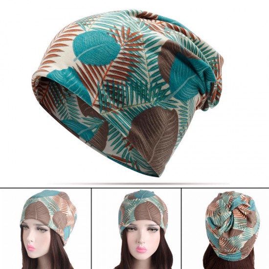 Women Vintage Bohemia Style Turban Hat Multifunctional Good Elastic Ponytail Beanie Caps