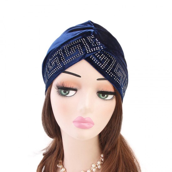 Women Vintage Chemotherapy Flannel Turban Hat Casual Winter Muslim Beanie Cap