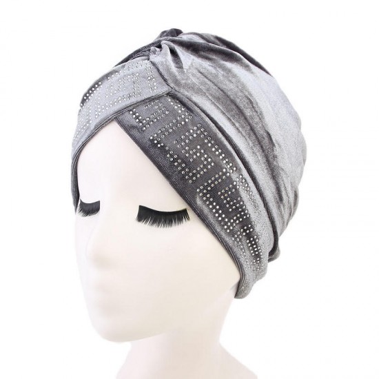 Women Vintage Chemotherapy Flannel Turban Hat Casual Winter Muslim Beanie Cap