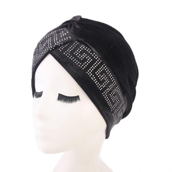 Women Vintage Chemotherapy Flannel Turban Hat Casual Winter Muslim Beanie Cap