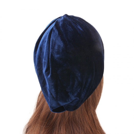 Women Vintage Chemotherapy Flannel Turban Hat Casual Winter Muslim Beanie Cap