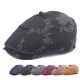 Women Vintage Chinese Style Beret Cap Cotton Flower Printing Sunshade Visor Forward Hat