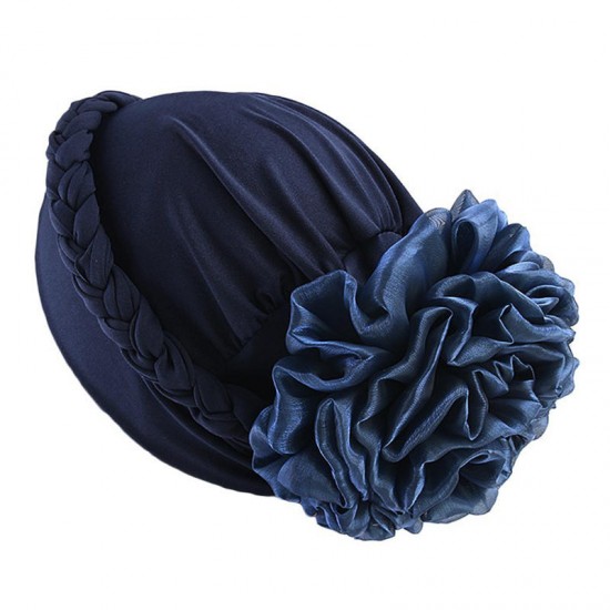 Women Vintage Ethnic Style Braid Breathable Turban Cap Cotton Flexible Headband