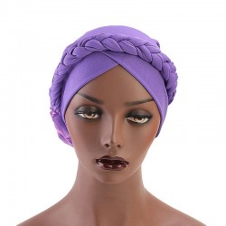 Women Vintage Ethnic Style Braid Breathable Turban Cap Cotton Flexible Headband