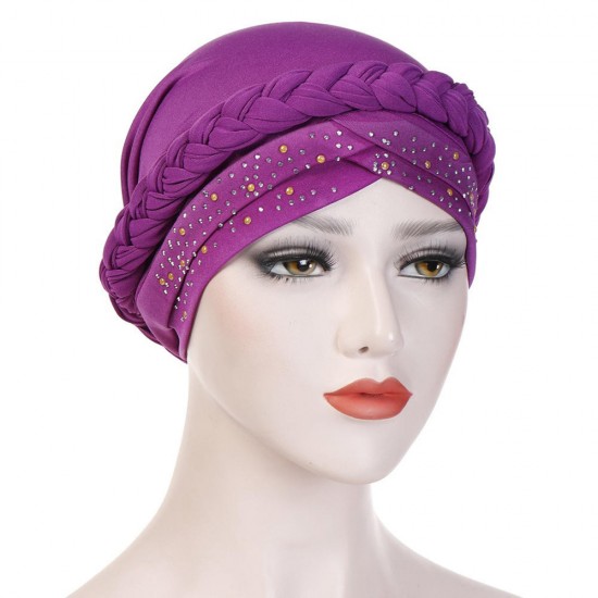 Women Vintage Ethnic Style Breathable Side Flower Headband Cap Turban Cap