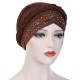 Women Vintage Ethnic Style Breathable Side Flower Headband Cap Turban Cap