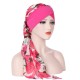 Women Vintage Floral Bandaged Turban Hat Double-Sided Bohemia Headscarf