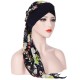 Women Vintage Floral Bandaged Turban Hat Double-Sided Bohemia Headscarf