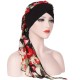 Women Vintage Floral Bandaged Turban Hat Double-Sided Bohemia Headscarf