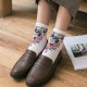 Women Vintage Floral Cotton Breathable Sweat Tube Socks Deodorization Crew Sock