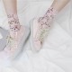 Women Vintage Floral Lace Mesh Breathable Tube Socks Deodorization Crew Sock