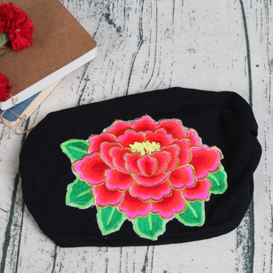 Women Vintage Floral Peony Embroidered Beanie Caps Fashion Classic Outdoor Turban Hat