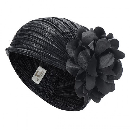 Women Vintage Folding Floral Headband Beanie Cap Lady Retro Headgear Chemotherapy Hat