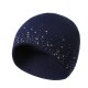 Women Vintage Knit Double Layers Earmuffs Beanie Cap Outdoor Rhinestone Ski Skull Cap