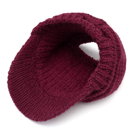 Women Vintage Multifunctional Ponytail Knit Beanie Hat Outdoor Windproof Messy Bun Ski Skullcap