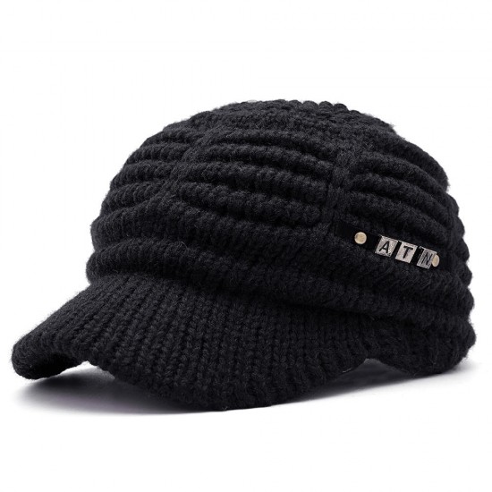 Women Vintage Multifunctional Ponytail Knit Beanie Hat Outdoor Windproof Messy Bun Ski Skullcap