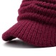 Women Vintage Multifunctional Ponytail Knit Beanie Hat Outdoor Windproof Messy Bun Ski Skullcap