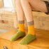 Women Vintage Patchwork Indoor Coral Fleece Floor Socks Lady Warm Tube Socks