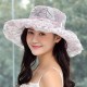 Women Vintage Polyester Floral Transparent Wide Brimmed Bucket Hat Sun Protection Fisherman Cap