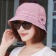 Women Vintage Polyester Sun Protection Visor Fisherman Hat Wide Brimmed Bucket Cap