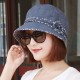 Women Vintage Polyester Sun Protection Visor Fisherman Hat Wide Brimmed Bucket Cap