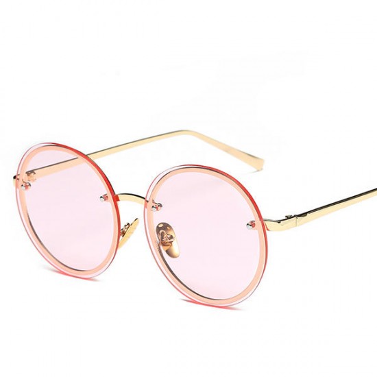 Women Vintage Uv Protection Sun Glassess Round Metal Frame Outdooors Anti Glare Glasses