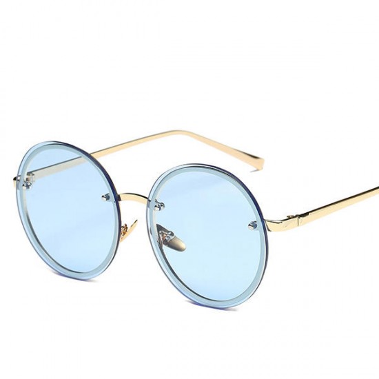 Women Vintage Uv Protection Sun Glassess Round Metal Frame Outdooors Anti Glare Glasses