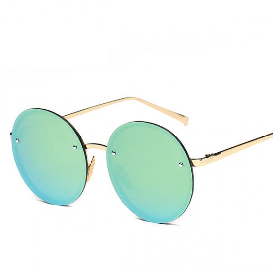 Women Vintage Uv Protection Sun Glassess Round Metal Frame Outdooors Anti Glare Glasses