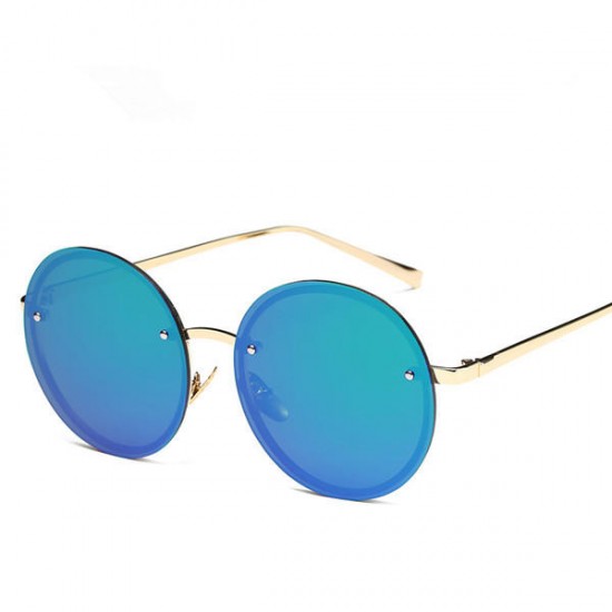 Women Vintage Uv Protection Sun Glassess Round Metal Frame Outdooors Anti Glare Glasses