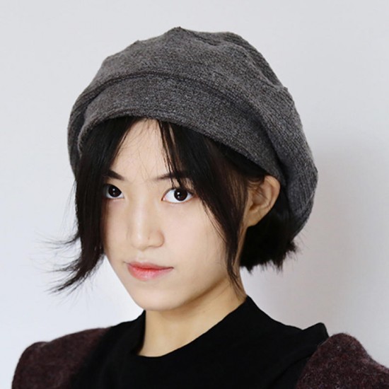 Women Vintage Winter Cotton Knit French Beret Caps Outdoor Ski Newsboy Painter Hat