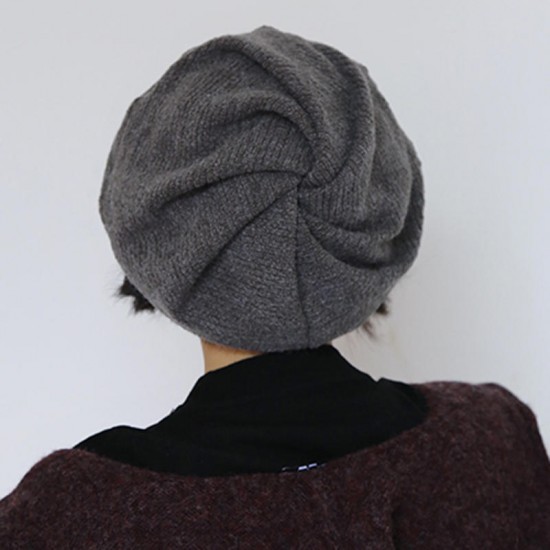 Women Vintage Winter Cotton Knit French Beret Caps Outdoor Ski Newsboy Painter Hat