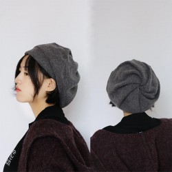 Women Vintage Winter Cotton Knit French Beret Caps Outdoor Ski Newsboy Painter Hat