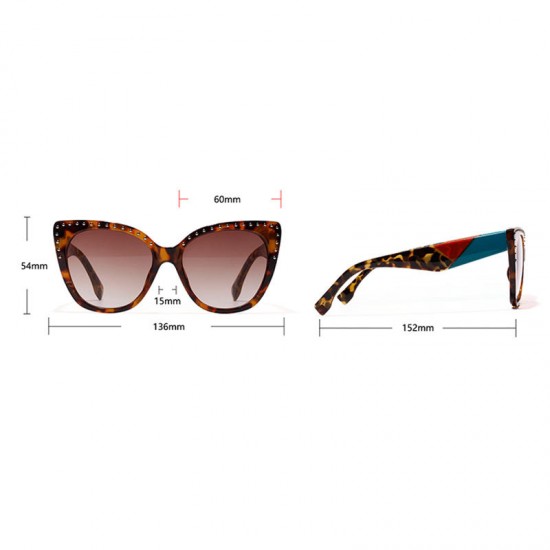 Women Vogue Vintage Print Anti-UV Cat Eye Sunglasses Outdoor Travel Beach Sunglasses