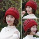 Women Warm Fleece Lining Hand-Knitted Hat Woollen Beanie Ladies Moms Cap