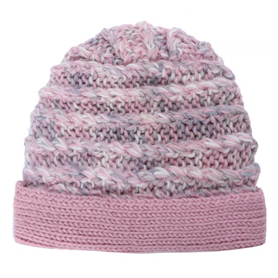 Women Warm Fleece Lining Hand-Knitted Hat Woollen Beanie Ladies Moms Cap