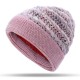 Women Warm Fleece Lining Hand-Knitted Hat Woollen Beanie Ladies Moms Cap