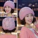 Women Warm Fleece Lining Hand-Knitted Hat Woollen Beanie Ladies Moms Cap