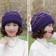 Women Warm Fleece Lining Hand-Knitted Hat Woollen Beanie Ladies Moms Cap